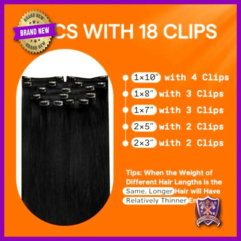 24 Inch Human Hair Clip-In Extensions 7 Pieces 120g Remy Hair
